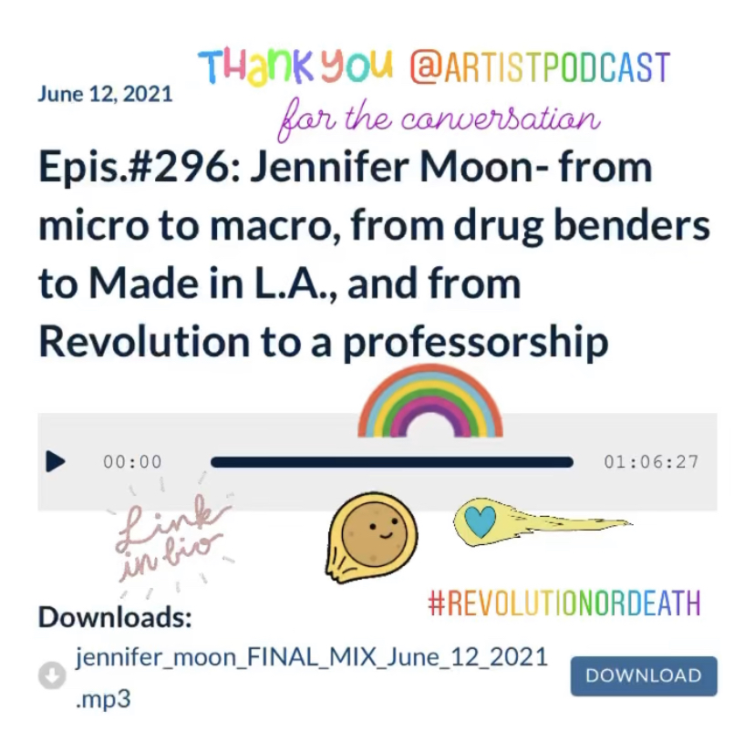 screen shot of Episode 296 of The Conversation Art Podcast with Jennifer Moon, hosted by Michael Shaw